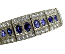 Charger l&#39;image dans la galerie, Stunning Antique Sapphire Silver Topped Rose Gold  Link Bracelet--Heavy
