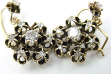 画像をギャラリービューアに読み込む, Antique Mine Old Cut Diamond 14k Gold Halo Cluster Drop Earrings
