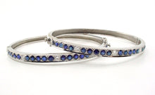 Charger l&#39;image dans la galerie, Sale--Matched Pair of Sapphire .60 Ct. Diamond 14k White Gold Bangle Bracelets--25g
