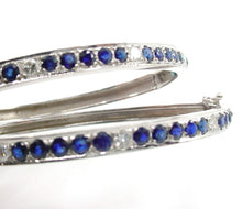 Charger l&#39;image dans la galerie, Sale--Matched Pair of Sapphire .60 Ct. Diamond 14k White Gold Bangle Bracelets--25g
