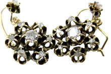 画像をギャラリービューアに読み込む, Antique Mine Old Cut Diamond 14k Gold Halo Cluster Drop Earrings
