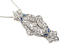 画像をギャラリービューアに読み込む, Art Deco Platinum OEC Diamond Sapphire 14k Gold Pendant Necklace--Conversion
