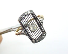 Charger l&#39;image dans la galerie, Edwardian Belle Epoque .38 CTW Diamond Openwork 14K Yellow Gold Sterling Ring
