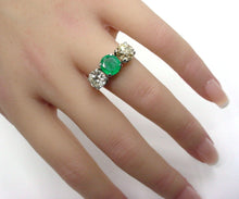 画像をギャラリービューアに読み込む, Romantic Trilogy Ring-- Emerald Diamond 14k Gold Engagement Ring
