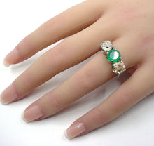 画像をギャラリービューアに読み込む, Romantic Trilogy Ring-- Emerald Diamond 14k Gold Engagement Ring
