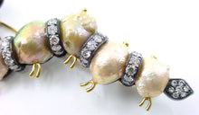 画像をギャラリービューアに読み込む, Whimsical 2.00 Ct Diamond Pearl &quot;Caterpillar&quot; Silver Gold Brooch --Laura Pels
