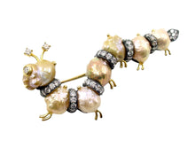 画像をギャラリービューアに読み込む, Whimsical 2.00 Ct Diamond Pearl &quot;Caterpillar&quot; Silver Gold Brooch --Laura Pels
