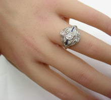 Charger l&#39;image dans la galerie, Art Deco Platinum OEC Diamond Sapphire Bombe Engagement Dinner Ring
