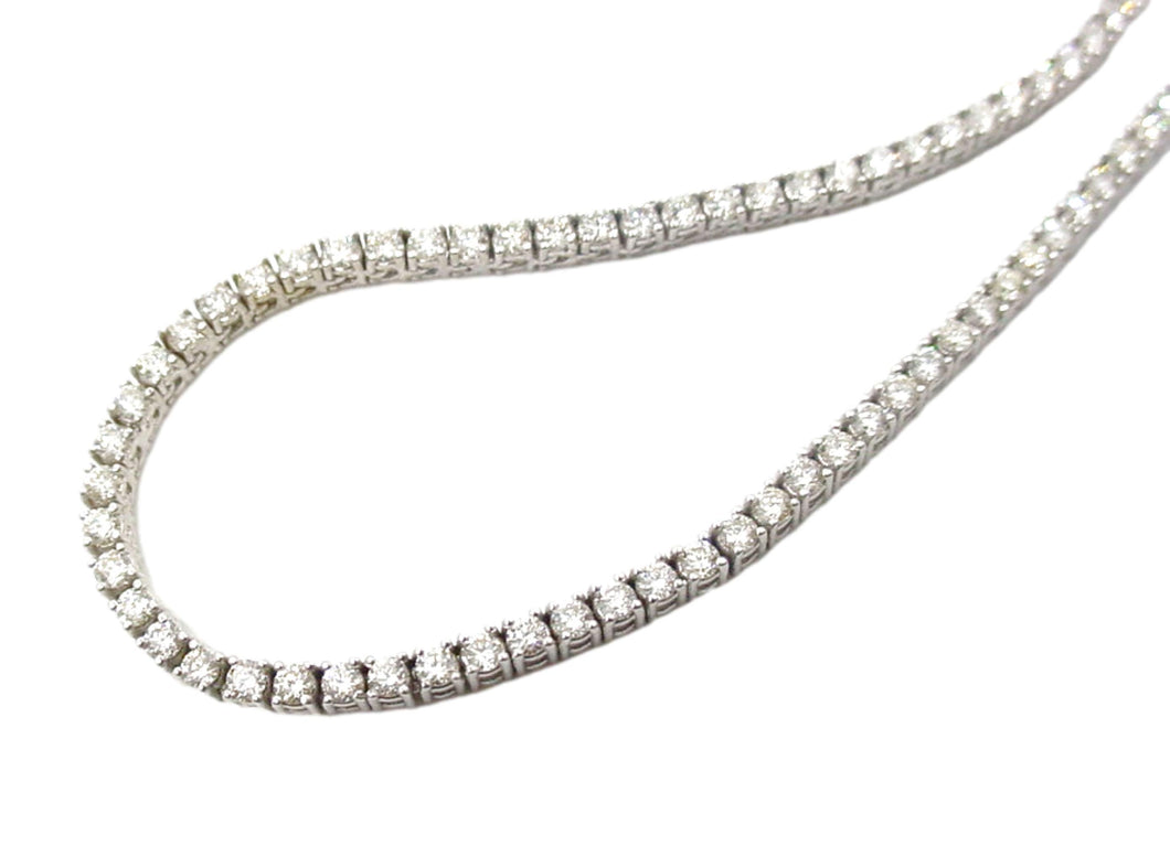 Sparkling 3.40 Ct Diamond Rivière Tennis 14k White Gold Necklace