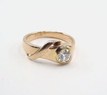 画像をギャラリービューアに読み込む, Antique Stylized OEC Diamond Snake Serpent 14k Gold Ring-With Romantic Sentiment
