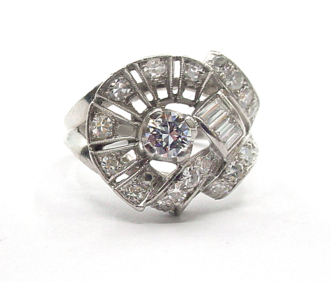 Platinum Diamond 1940s Retro Period Ring