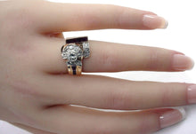 Charger l&#39;image dans la galerie, 1940s Retro Moderne Ruby Diamond 14k Rose Gold Cocktail Ring
