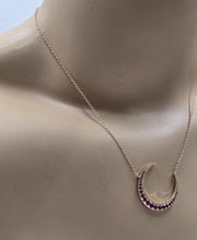 Load image into Gallery viewer, Vintage Ruby Diamond Crescent 14k Rose Gold Adjustable Chain Necklace
