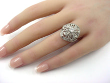 Charger l&#39;image dans la galerie, Detailed Art Deco Platinum Old Cut Diamond Openwork Dinner Bombe Cocktail Ring
