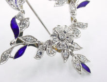 Charger l&#39;image dans la galerie, Edwardian Belle Époque  Platinum Blue Enamel Convertible Pendant Brooch
