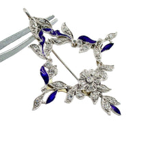 Charger l&#39;image dans la galerie, Edwardian Belle Époque  Platinum Blue Enamel Convertible Pendant Brooch
