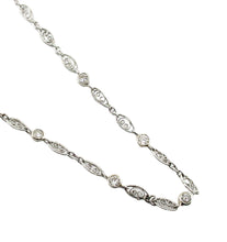 Charger l&#39;image dans la galerie, Rare Edwardian Platinum Diamond Station Fancy Link Chain Necklace
