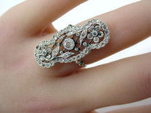 画像をギャラリービューアに読み込む, Edwardian Belle Époque Platinum Diamond Navette Dinner Ring--Lattice and Vines
