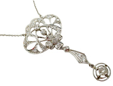 Charger l&#39;image dans la galerie, Edwardian Platinum Diamond Lavaliere Drop Pendant Necklace
