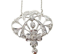 Charger l&#39;image dans la galerie, Edwardian Platinum Diamond Lavaliere Drop Pendant Necklace
