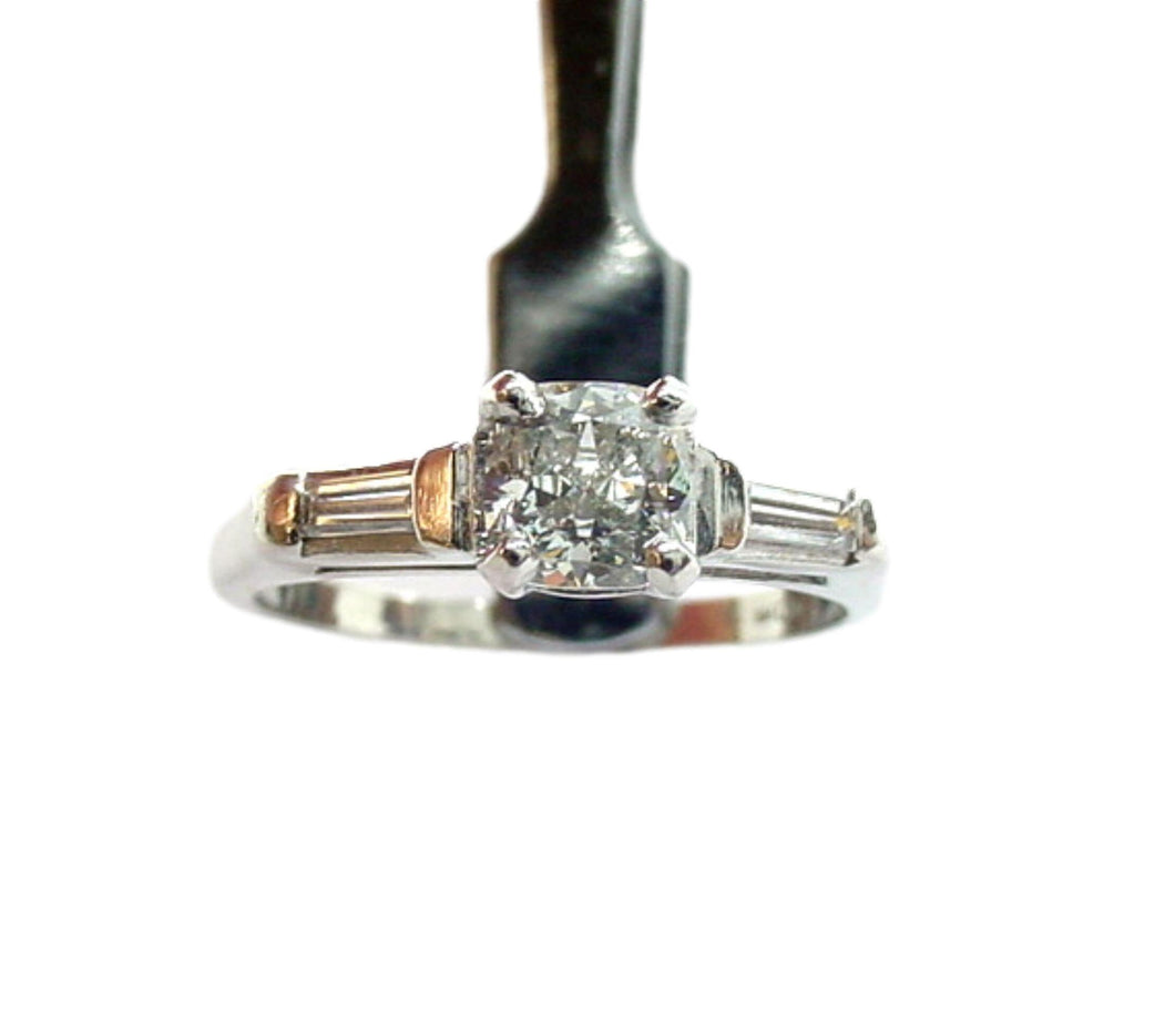 Vintage Platinum GIA Cushion Cut Diamond Engagement Ring