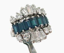 画像をギャラリービューアに読み込む, Fabulous Mid-Century Sapphire 1.85 Ct. Diamond 18k White Gold Cocktail Ring--A real showstopper
