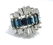 画像をギャラリービューアに読み込む, Fabulous Mid-Century Sapphire 1.85 Ct. Diamond 18k White Gold Cocktail Ring--A real showstopper
