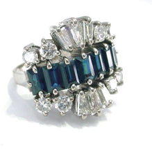 画像をギャラリービューアに読み込む, Fabulous Mid-Century Sapphire 1.85 Ct. Diamond 18k White Gold Cocktail Ring--A real showstopper
